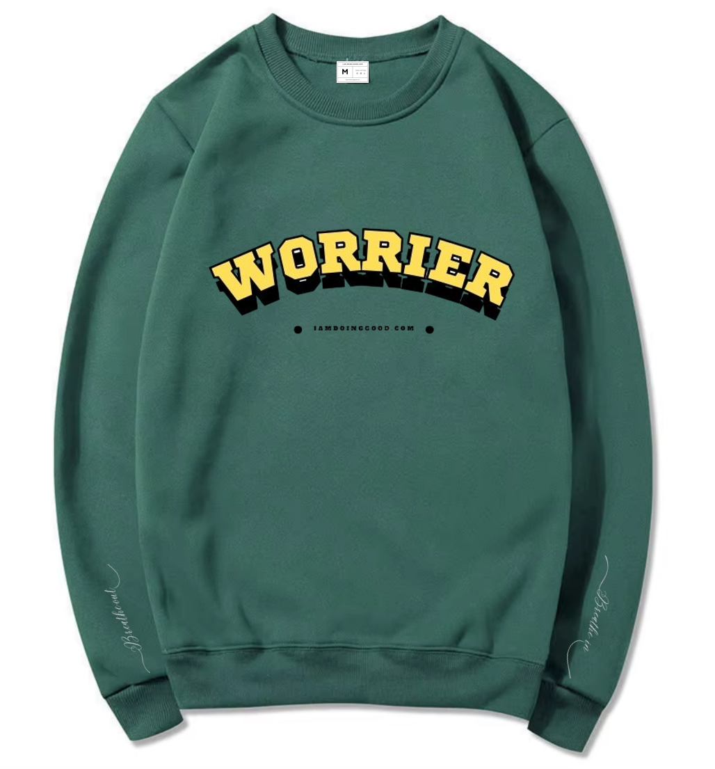 Worrier, Breathe-in & Breathe-out, Green sweatshirt